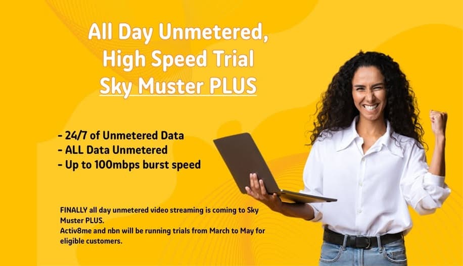 24/7 Uncapped data trials for sky muster plus