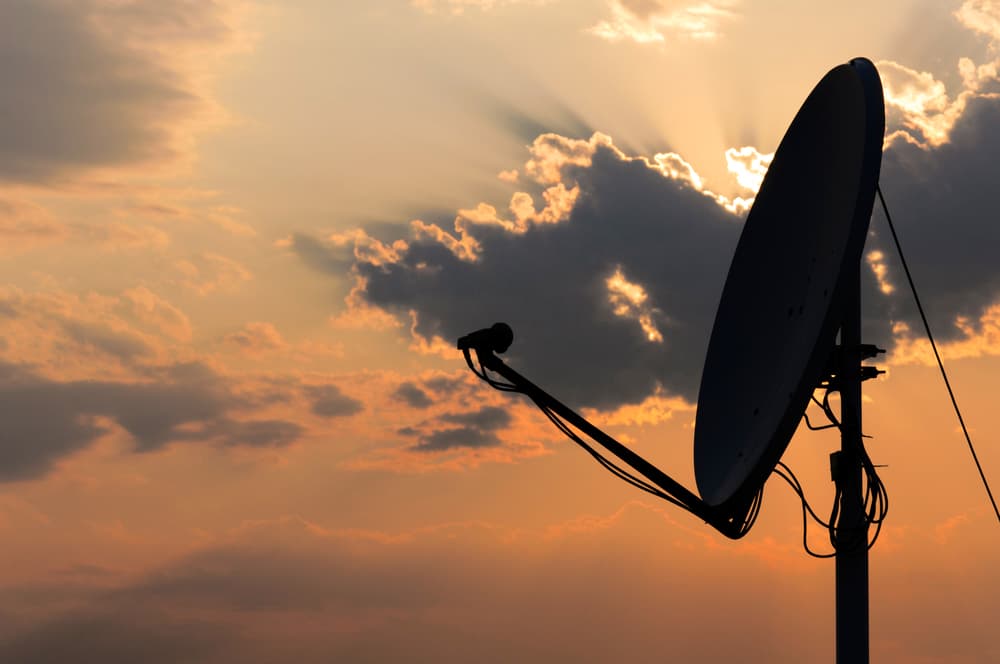nbn Sky Muster Satellite dish at sunset