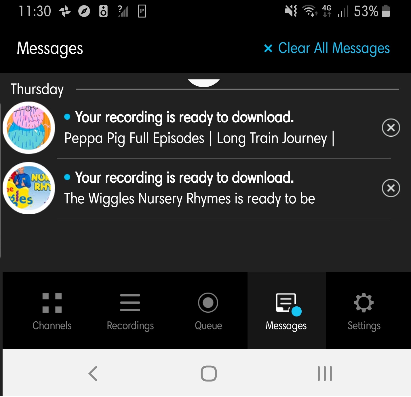 Notification that your YouTube recording has been successfully recorded to the Cloud