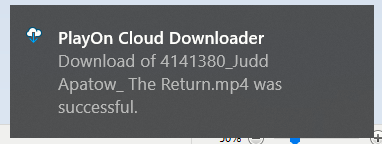 Your notification telling you of a successful download to your PC.