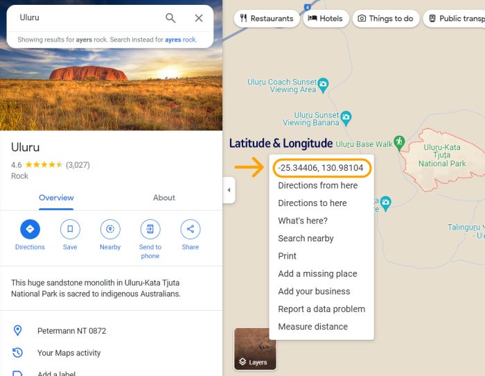 Coordinates on Google Maps on PC